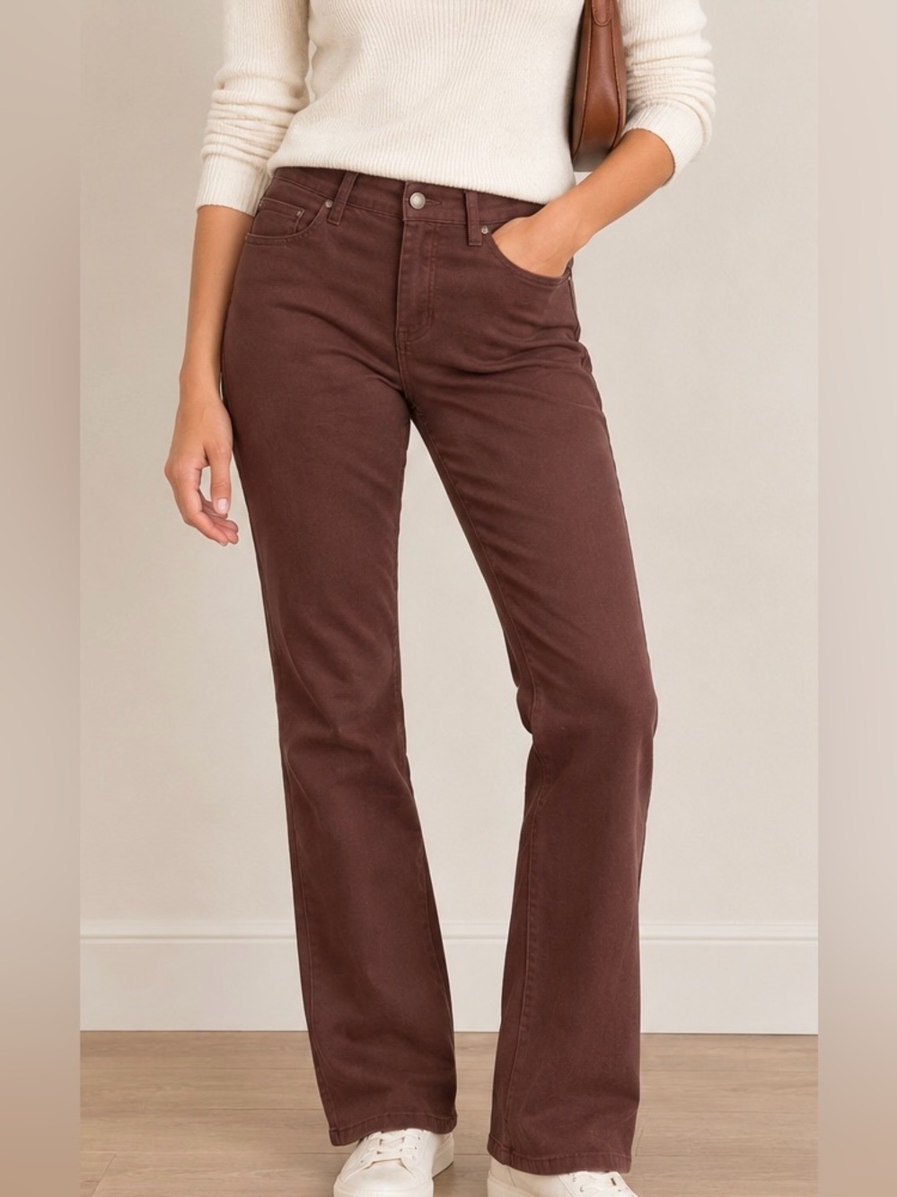 Bandolino Amy Straight Leg Boot Cut Pants Size 12 Burgundy/Wine Soft Cotton